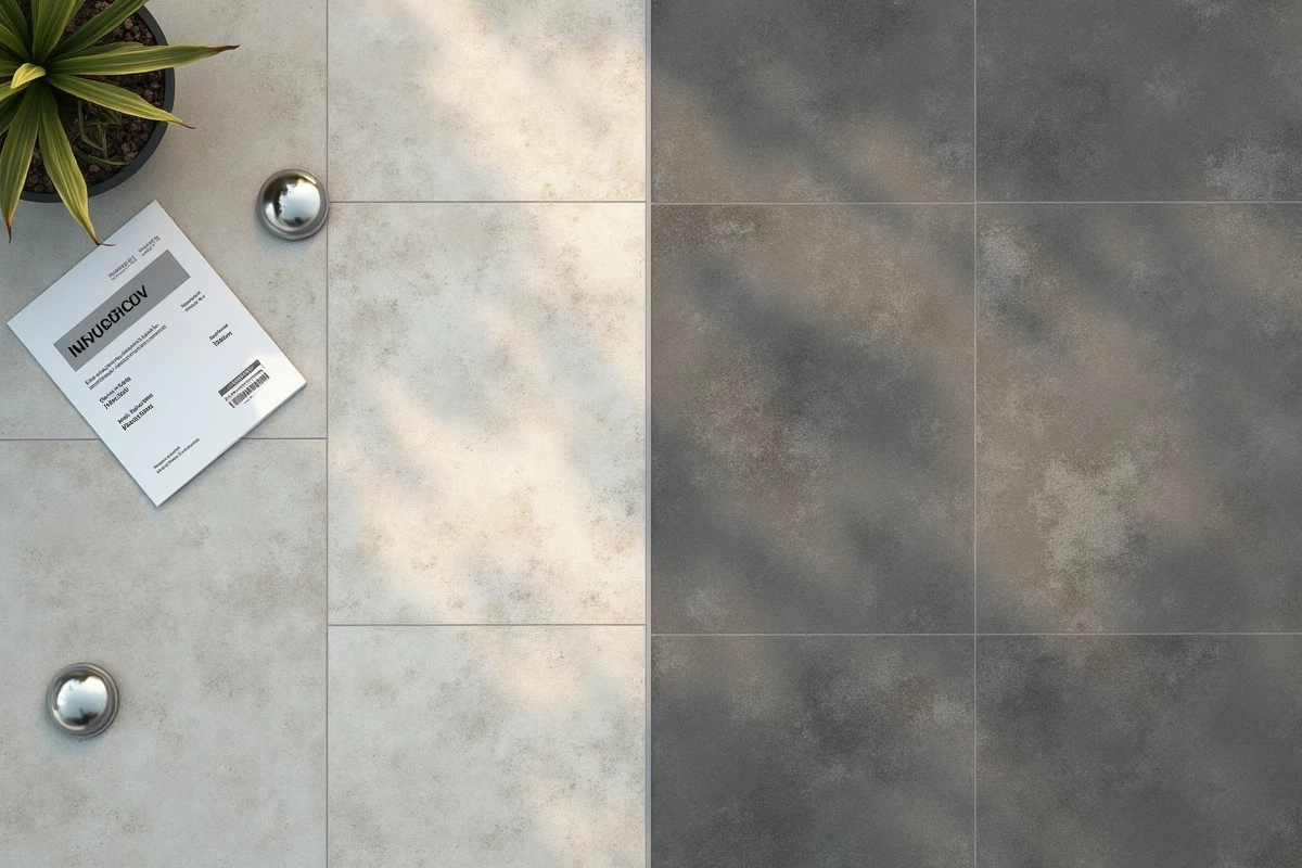 Comparaison carrelage entrée de gamme et premium sur plots pour terrasse