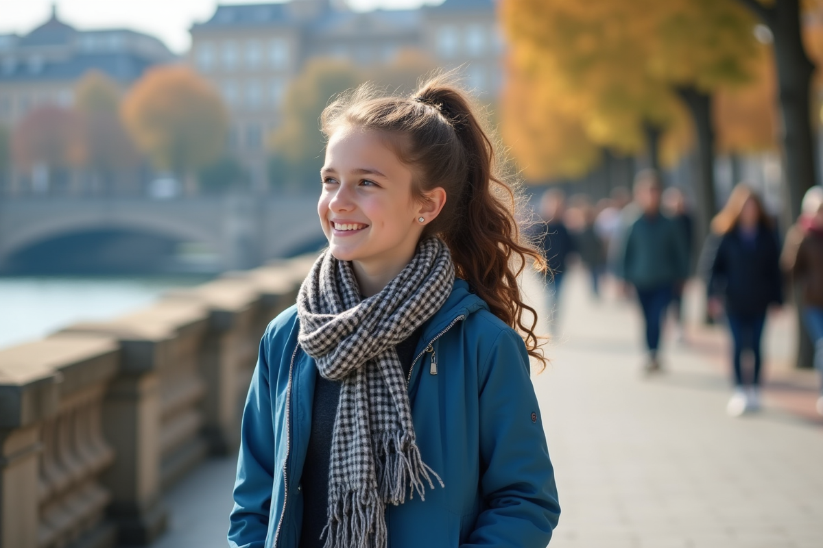 Adolescente marchant le long d
