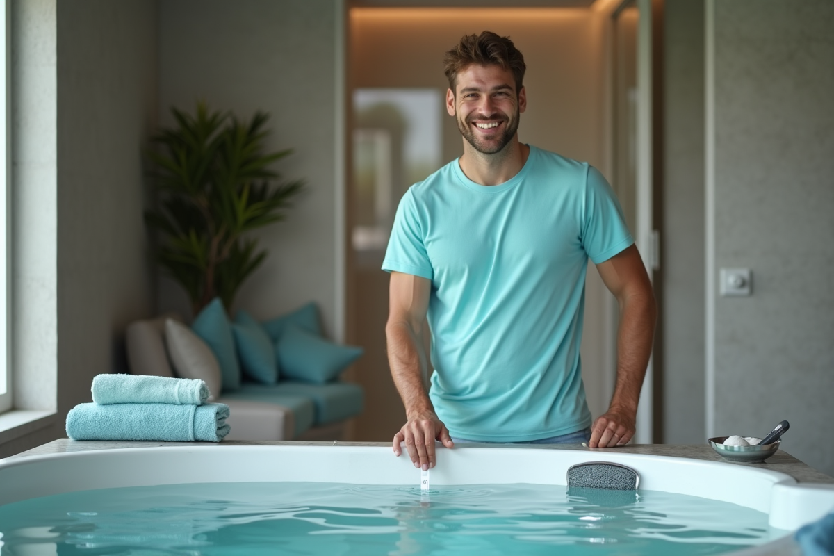 Jeune homme vérifiant la qualité de l