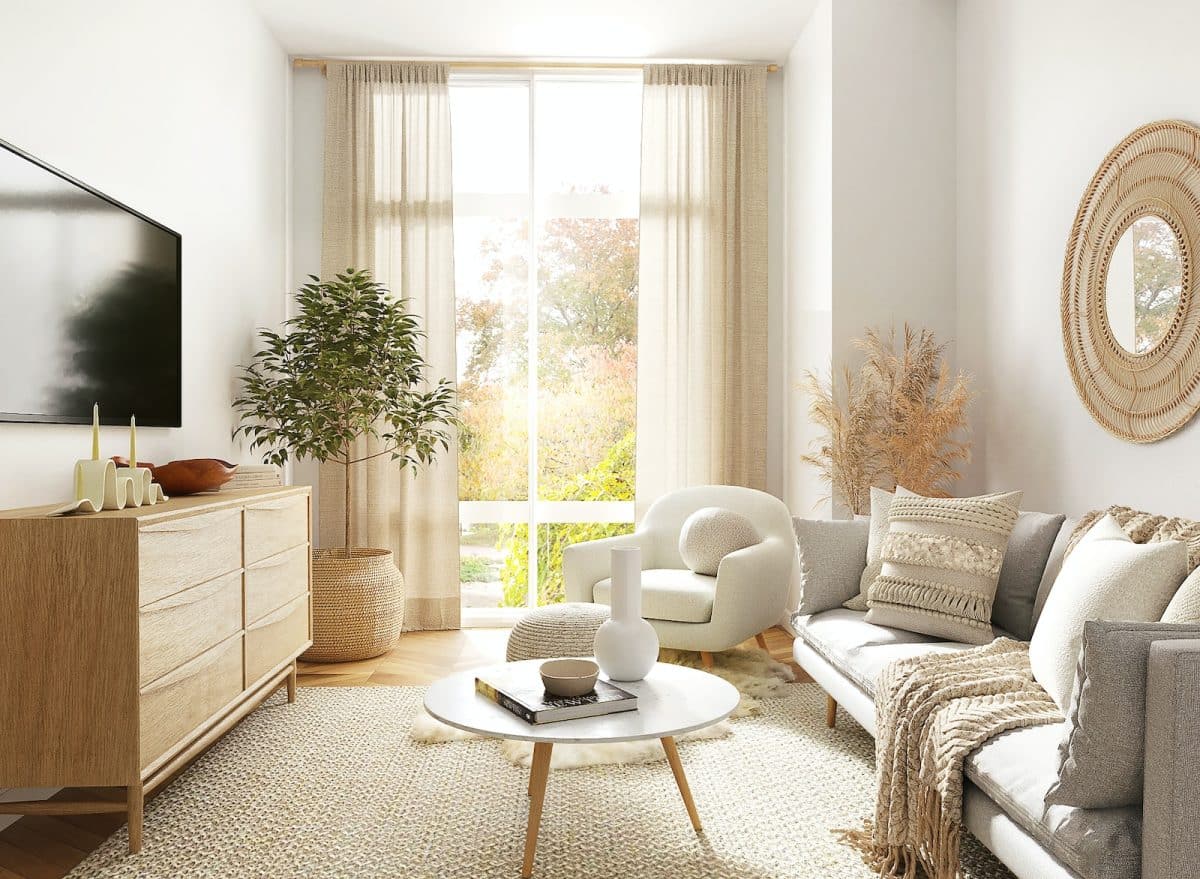 salon aux tons clairs