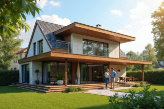 Maison urbaine avec extension en bois et grandes fenêtres